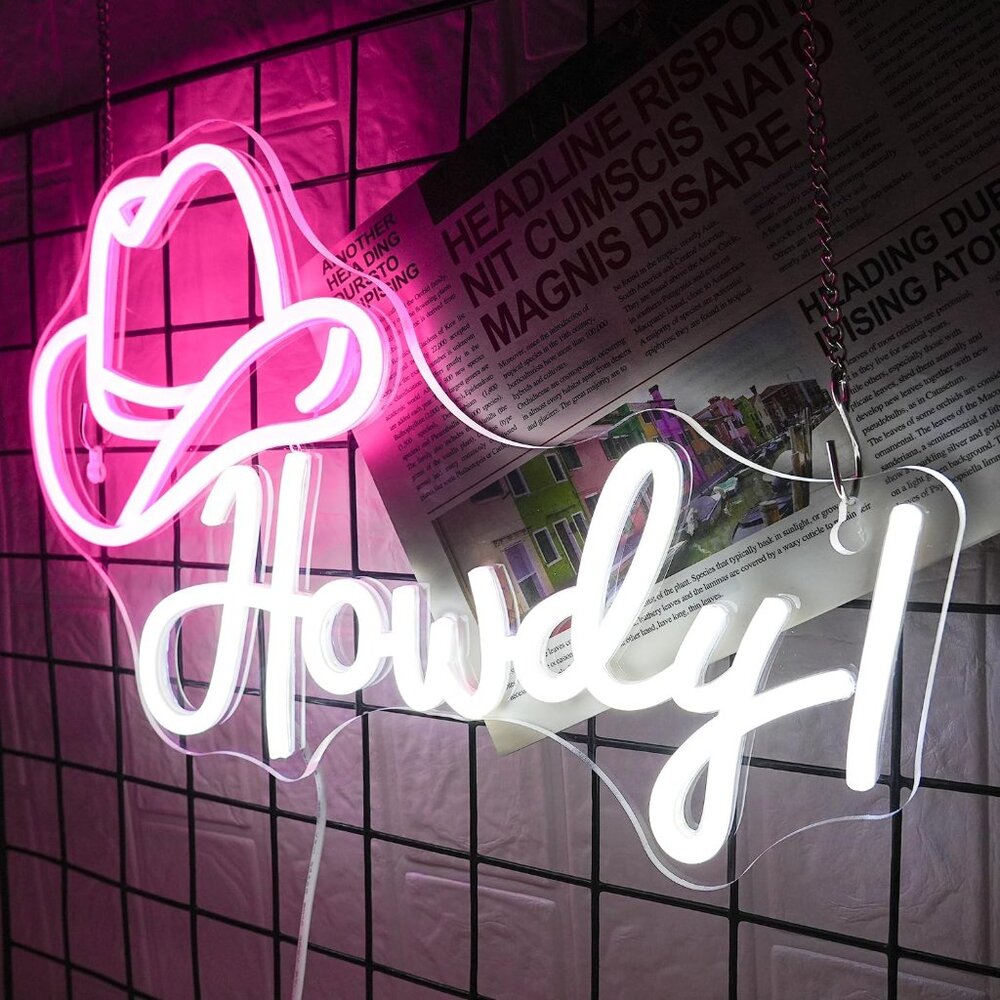 New Cowboy Hat Neon Sign, Howdy Cowboy LED Light for Man Cave & Bar Decor - Picture 4 of 4